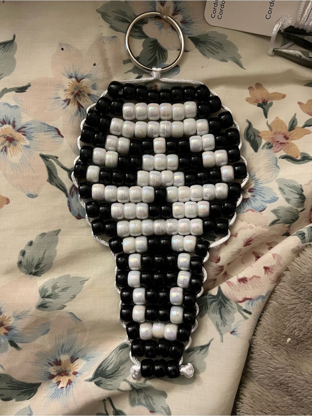 Handmade Scream (Ghostface) Pony Bead Bag Keychain